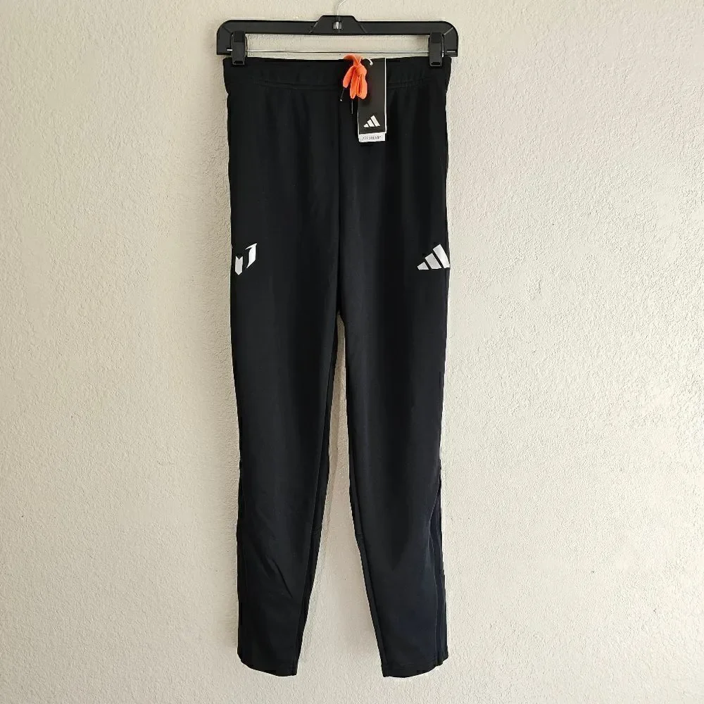 Adidas Messi Track Pants Men's M Soccer Sportswear Black Silver HR4352 Zippers